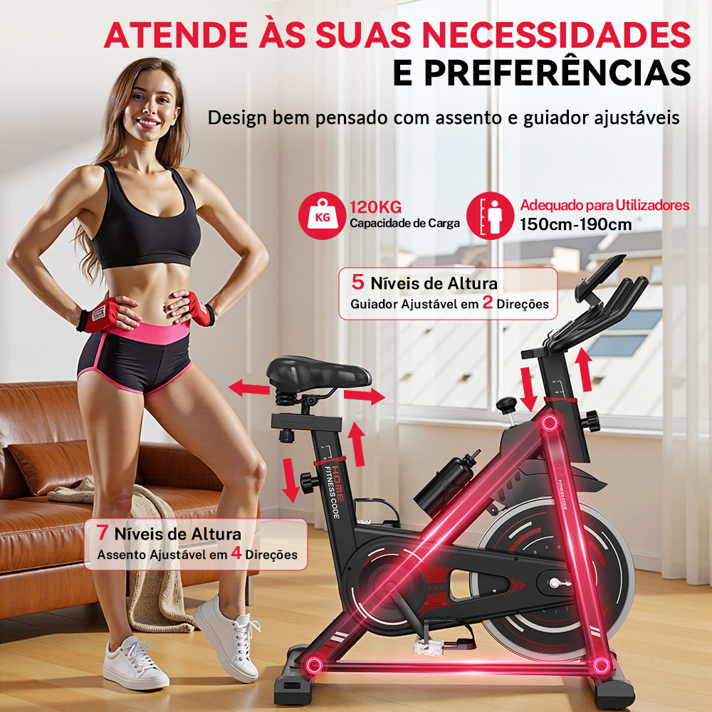 Bicicleta Estática Estacionária D1, Volante de 8 kg/10 kg