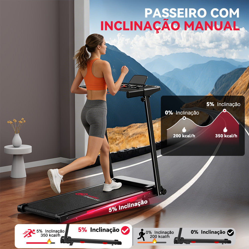 Passadeira Dobrável Q5 com Inclinação, Motor sem Escovas, Velocidade 1–12 km/h