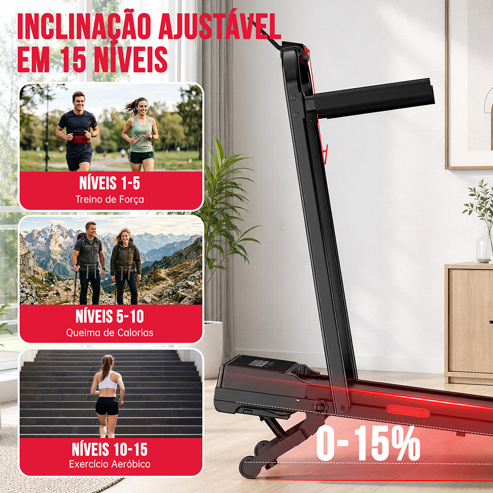 Passadeira Dobrável Y5 com Motor sem Escovas, 0%-15% Inclinação Automática