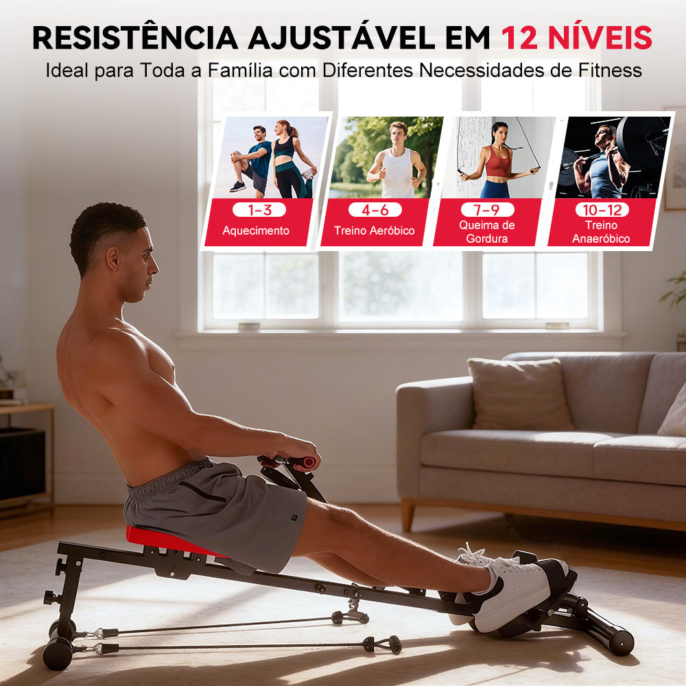 Máquina de Remo Hidráulica, Resistência de 12 Níveis