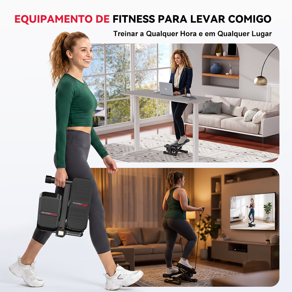 Mini Stepper Hidráulico com Faixas de Resistência
