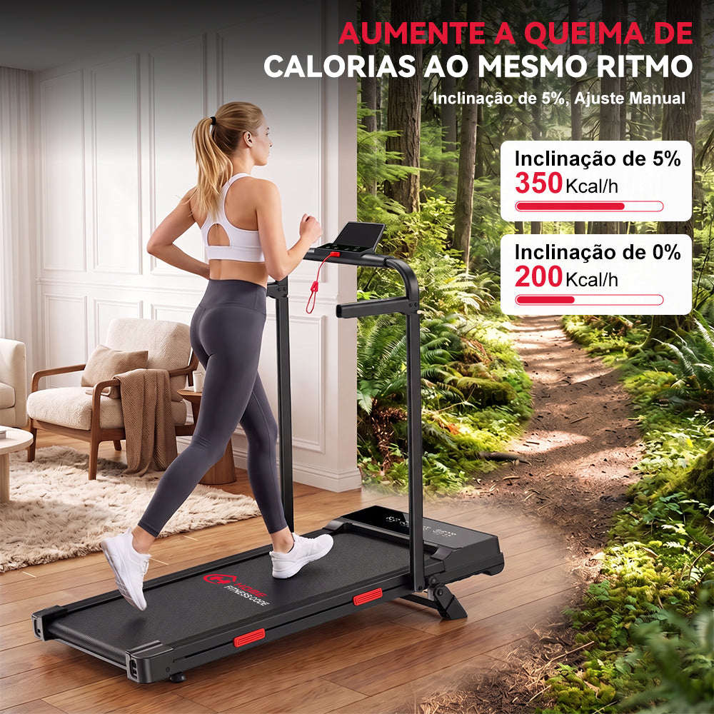 Passadeira Dobrável Q2 Pro com Motor sem Escovas, 1-10KM/H Velocidade, 5% Inclinação Manual (Nova Versão)