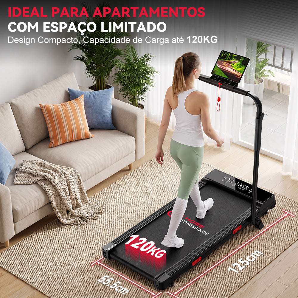 Passadeira Dobrável Q2 Pro com Motor sem Escovas, 1-10KM/H Velocidade, 5% Inclinação Manual (Nova Versão)