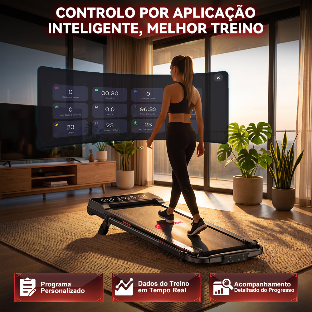Passadeira Dobrável Q2 Pro com Motor sem Escovas, 1-10KM/H Velocidade, 5% Inclinação Manual (Nova Versão)