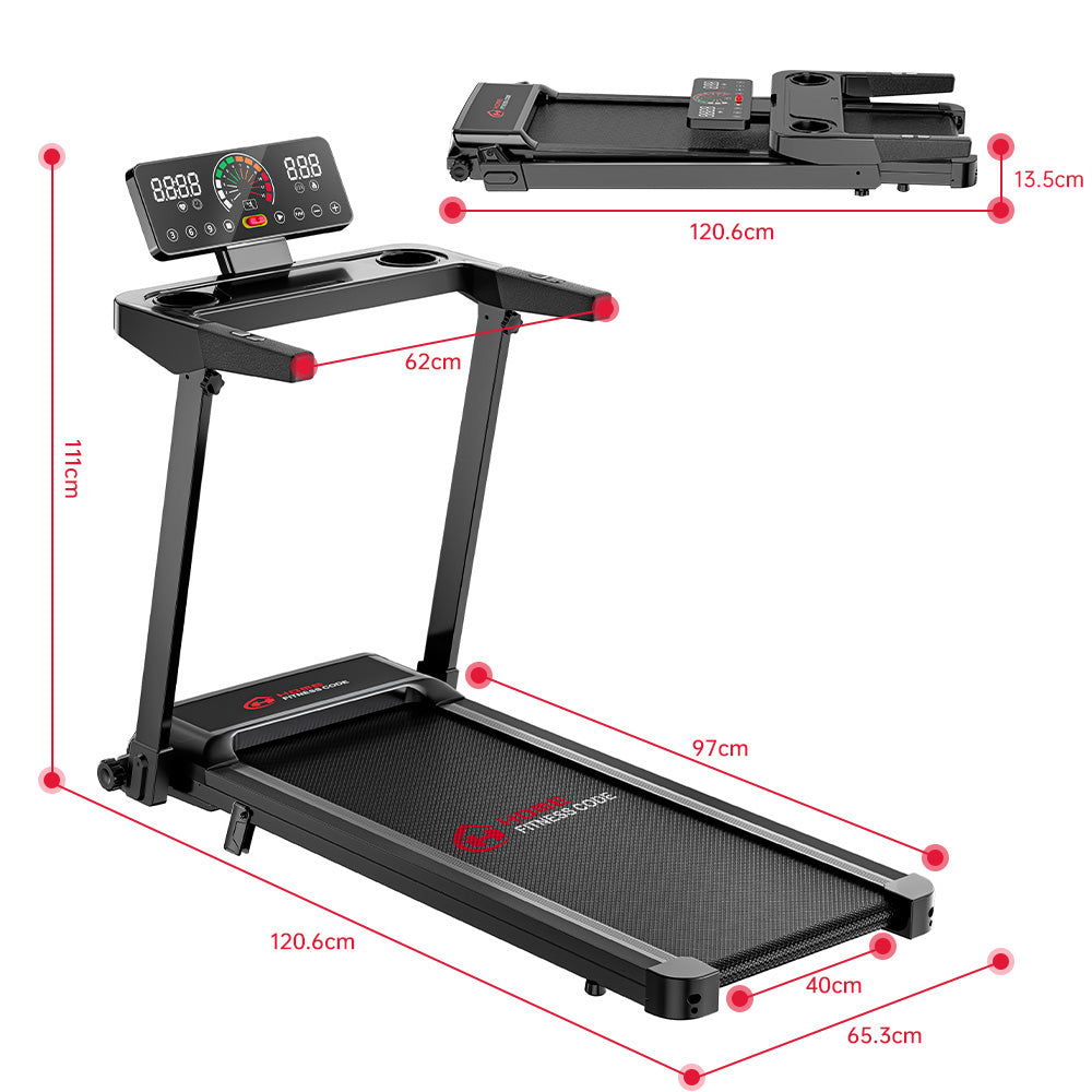 Passadeira Dobrável Q8, 1-12 km/h Velocidade, 5% Inclinação Manual