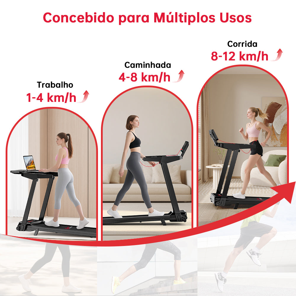 Passadeira Dobrável Q8, 1-12 km/h Velocidade, 5% Inclinação Manual