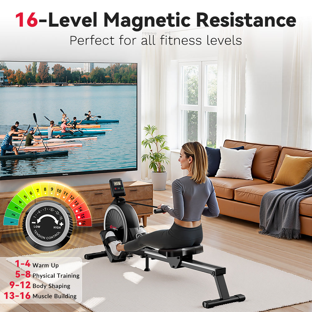 Máquina de Remo Magnética, 16 Níveis de Resistência