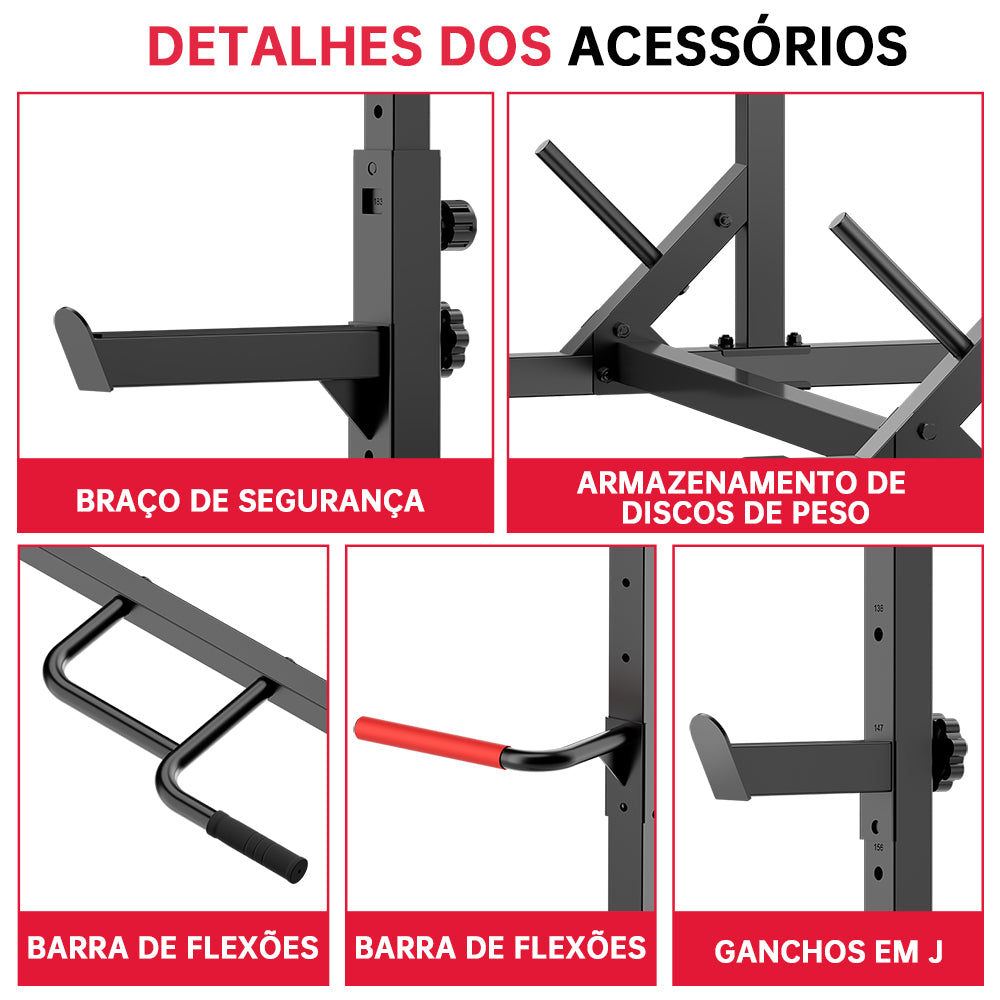 Meio Rack de Agachamento com Barra de Tração