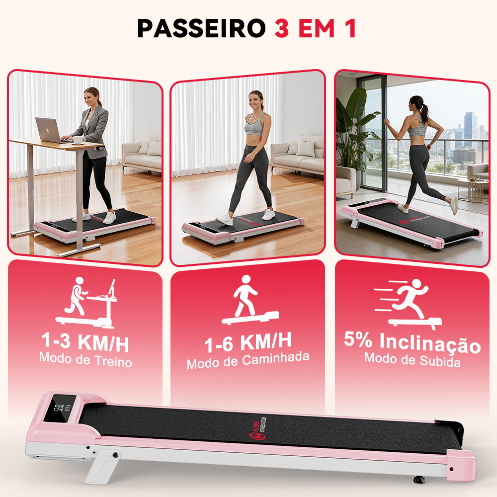 Passadeira Z3 com Motor sem Escovas, 1-6 km/h Velocidade, 5% Inclinação Manual