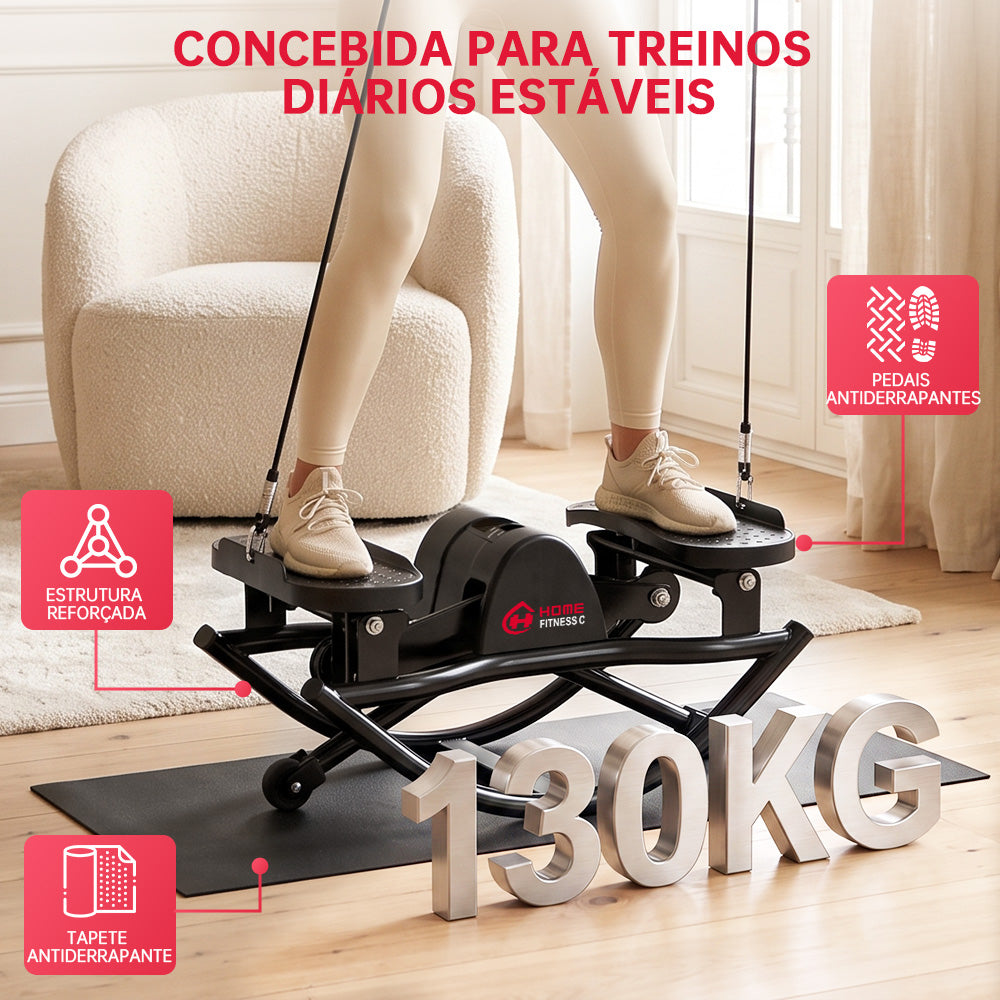 Stepper de Balanço Lateral com Bandas de Resistência e Tapete Antiderrapante