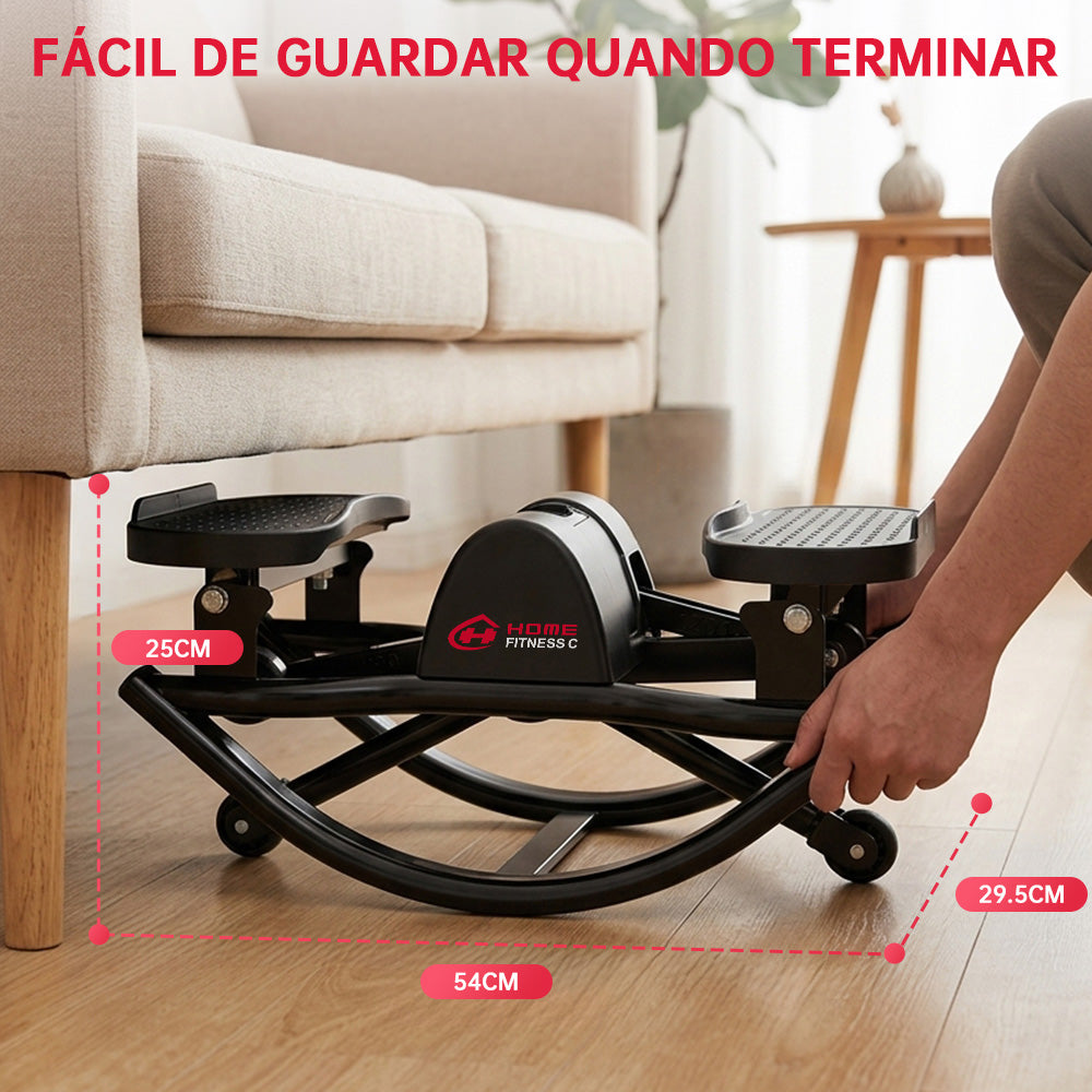 Stepper de Balanço Lateral com Bandas de Resistência e Tapete Antiderrapante