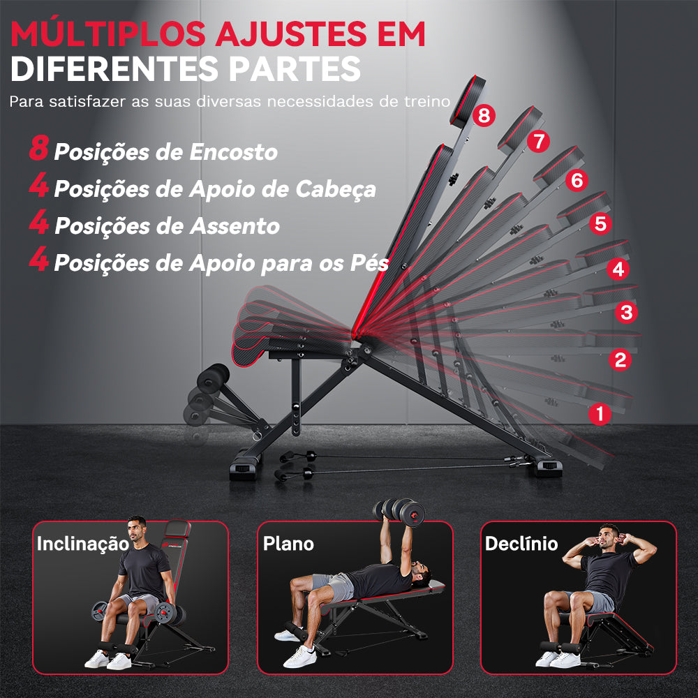 Banco de Musculação Dobrável C1, Múltiplos Ajustes