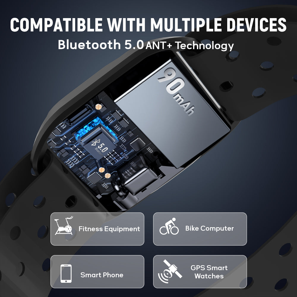 Monitor de Ritmo Cardíaco de Braço, Bluetooth 5.0/ANT+, Nível Impermeável IP67
