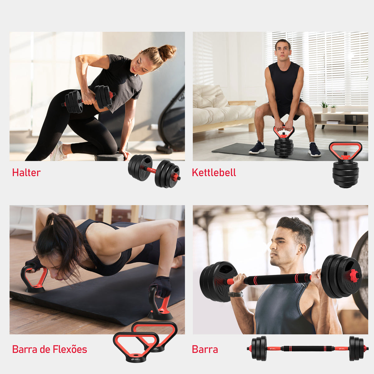 Conjunto de Halteres Multifuncionais 4 Em 1