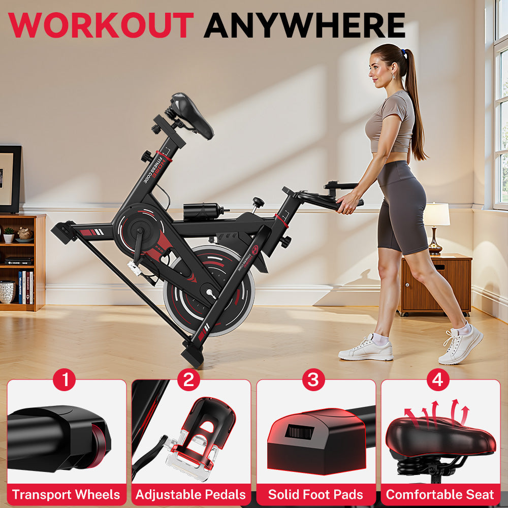 Bicicleta Estática Estacionária D1, Volante de 8 kg/10 kg