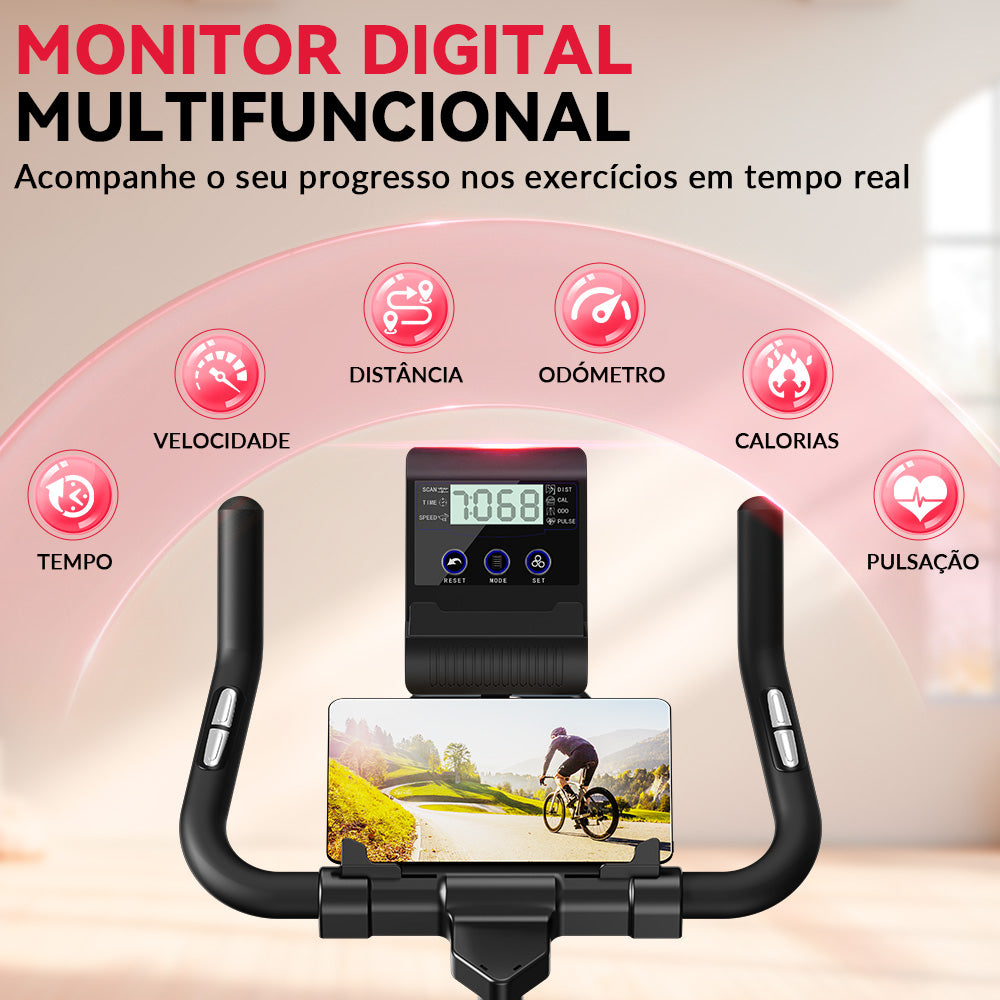 Bicicleta Estática Estacionária D1, Volante de 8 kg/10 kg