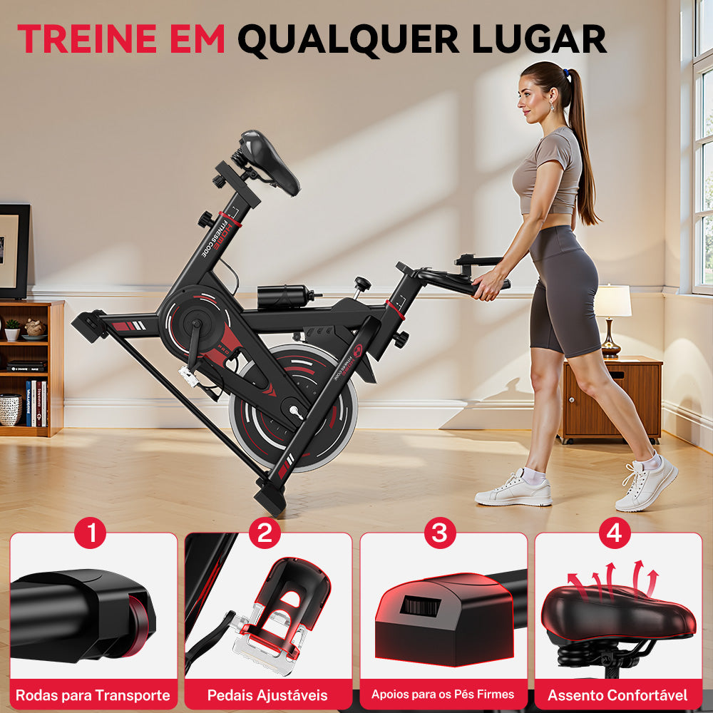 Bicicleta Estática Estacionária D1, Volante de 8 kg/10 kg
