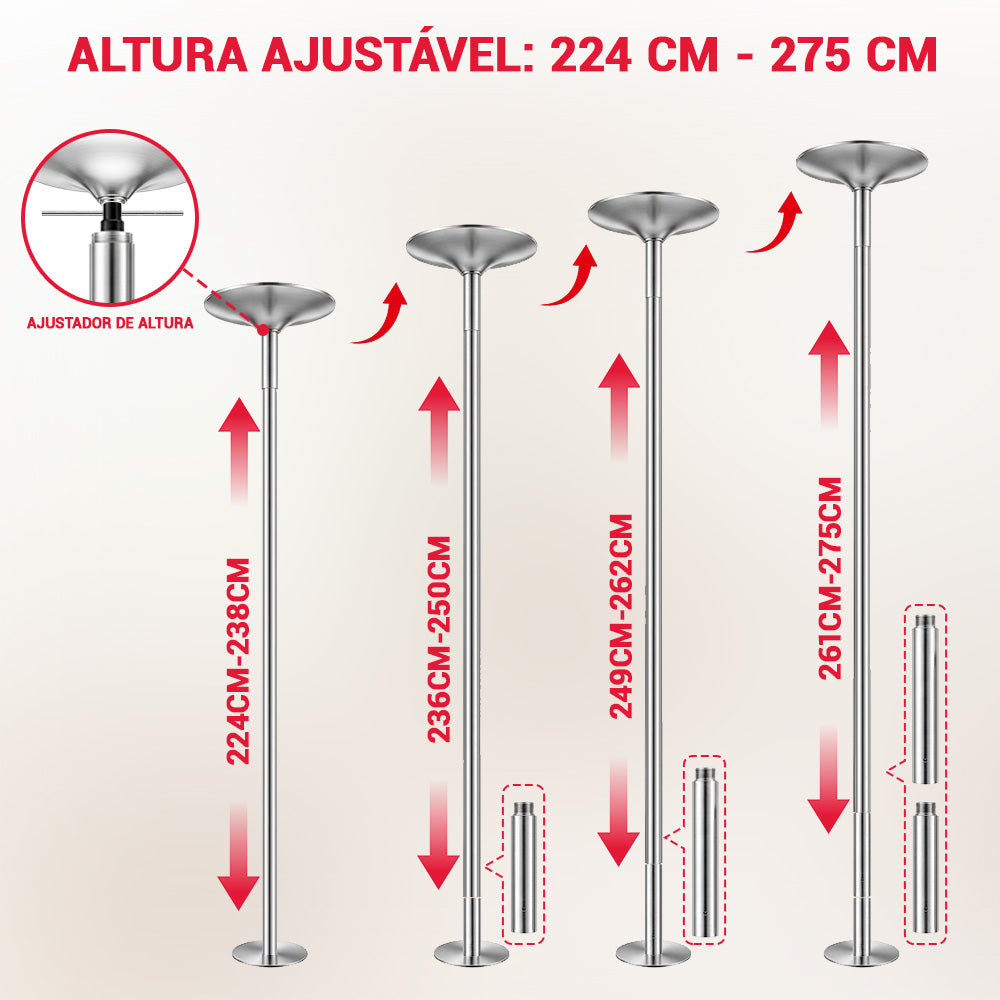 Barra de Pole Dance com Altura Ajustável