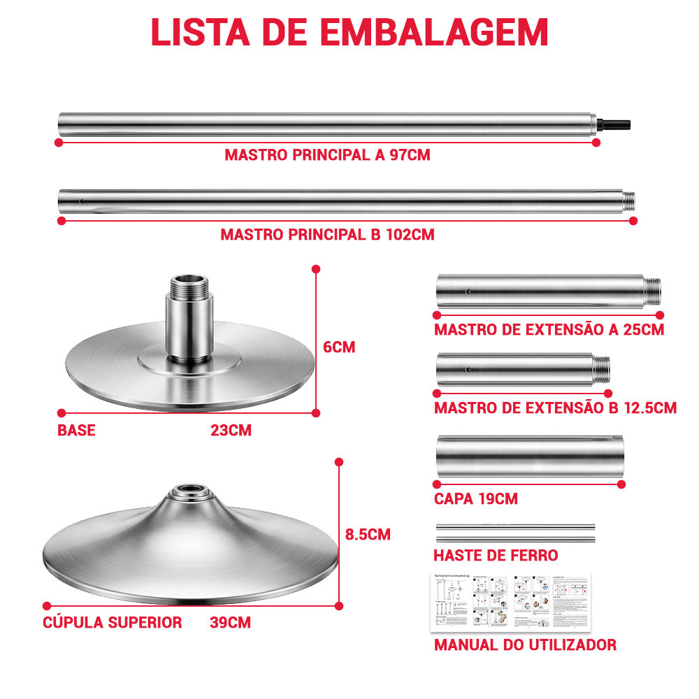 Barra de Pole Dance com Altura Ajustável