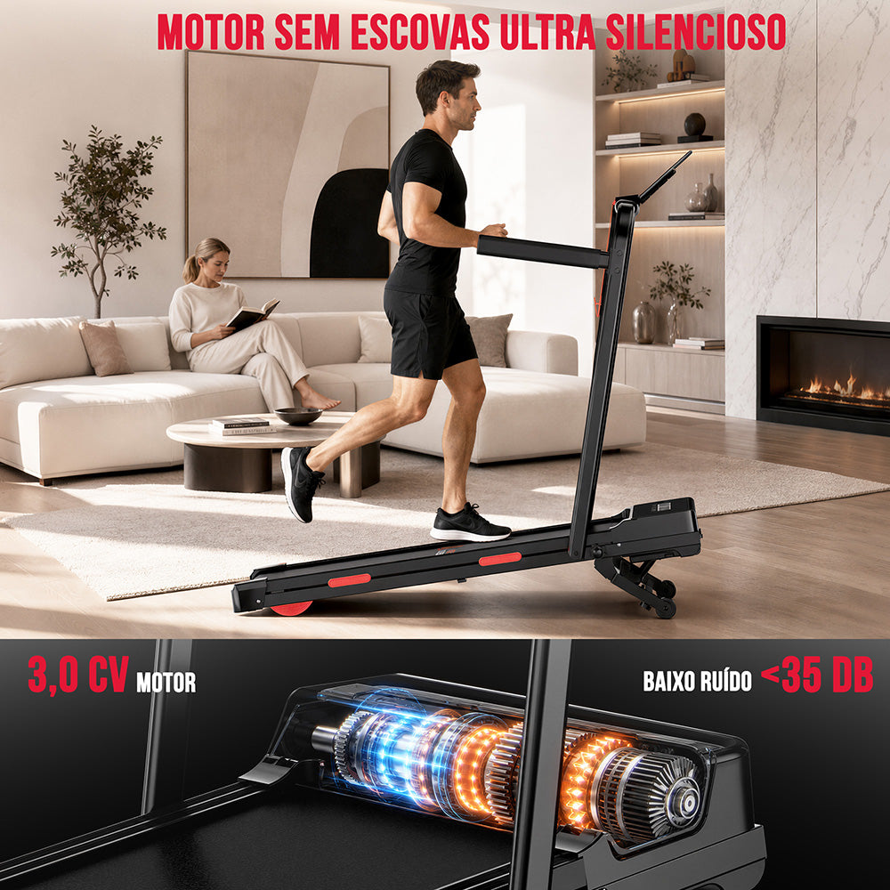 Passadeira Dobrável Y5 com Motor sem Escovas, 0%-15% Inclinação Automática