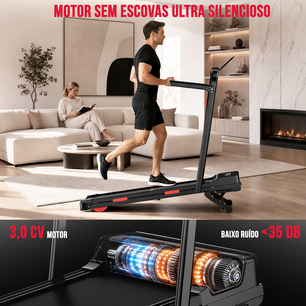 Passadeira Y5 com Motor sem Escovas, 0%-15% Inclinação Automática