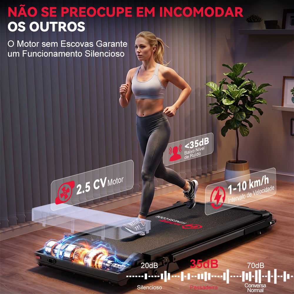 Passadeira Dobrável Q2 Pro com Motor sem Escovas, 1-10KM/H Velocidade, 5% Inclinação Manual (Nova Versão)