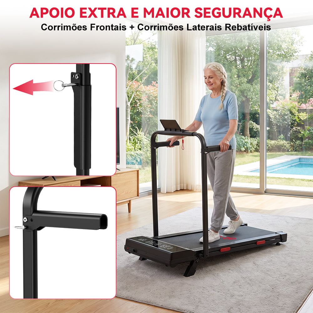 Passadeira Dobrável Q2 Pro com Motor sem Escovas, 1-10KM/H Velocidade, 5% Inclinação Manual (Nova Versão)