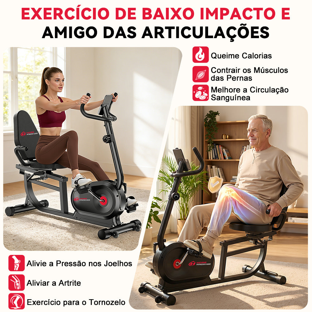 Bicicleta de Exercício Reclinada X1, 16 Níveis de Resistência