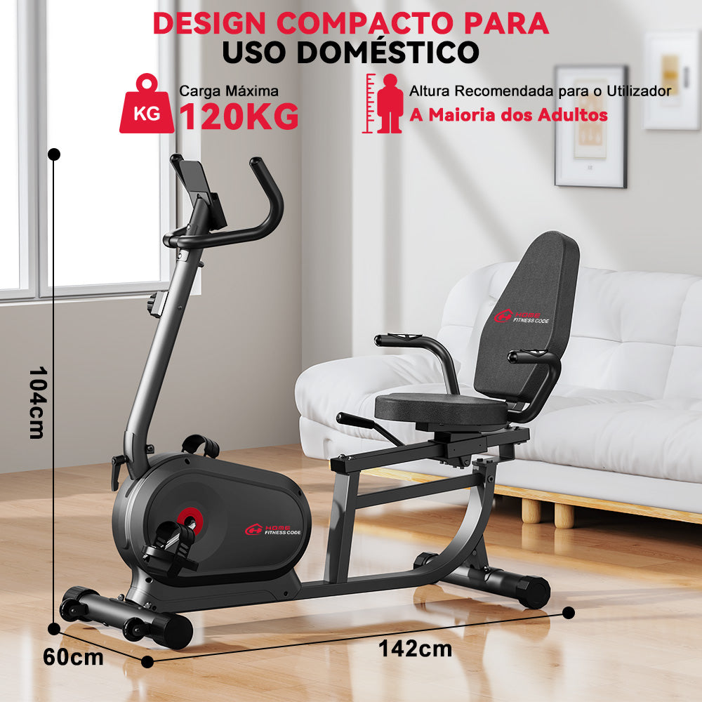 Bicicleta de Exercício Reclinada X1, 16 Níveis de Resistência