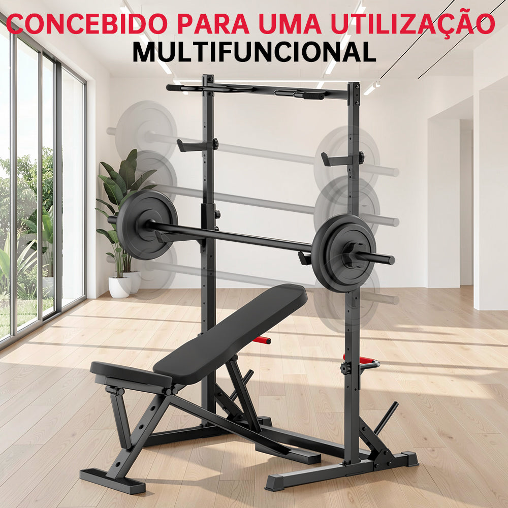 Meio Rack de Agachamento com Barra de Tração