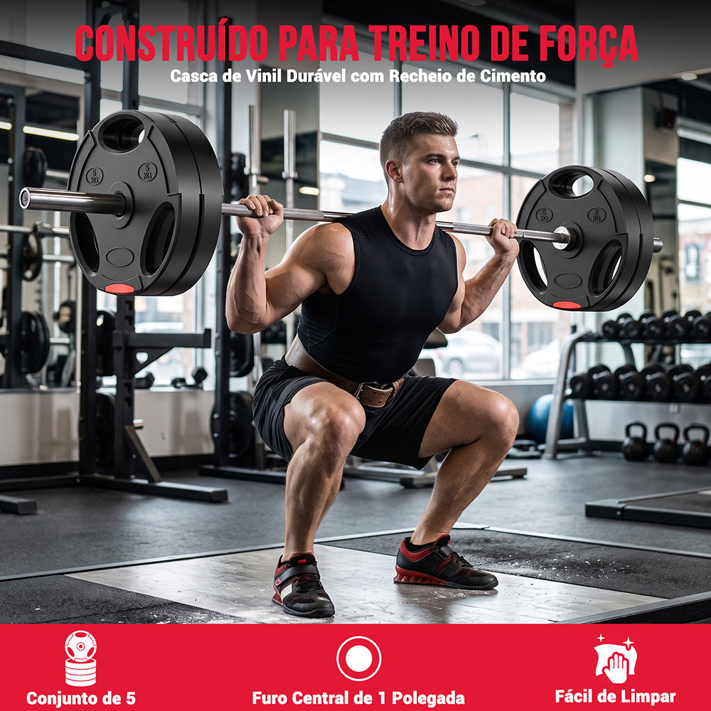 1 Polegada Discos de Peso Padrão, 5 x 5KG