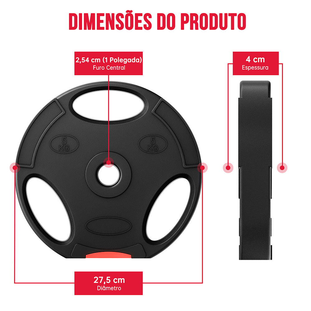 1 Polegada Discos de Peso Padrão, 5 x 5KG