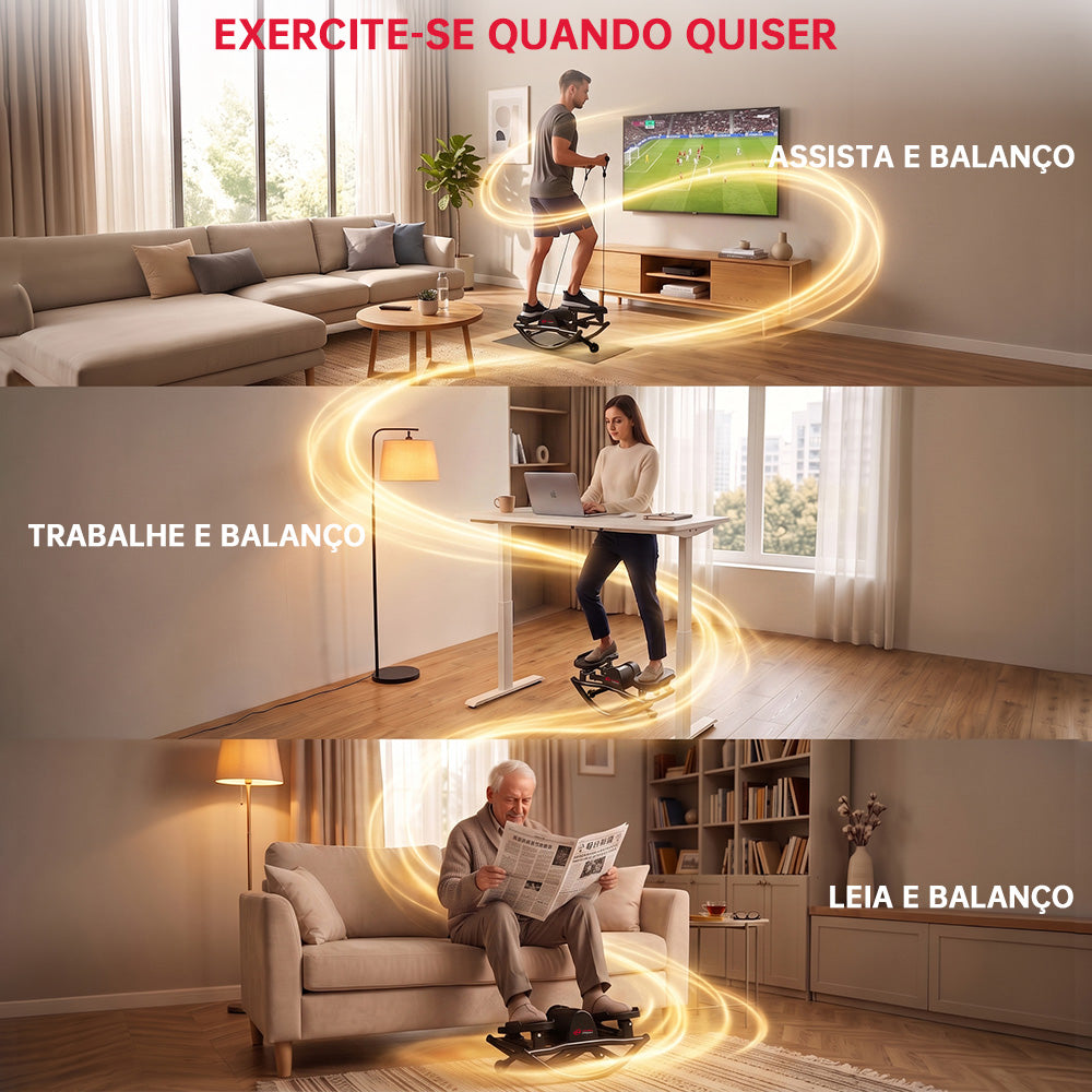 Stepper de Balanço Lateral com Bandas de Resistência e Tapete Antiderrapante