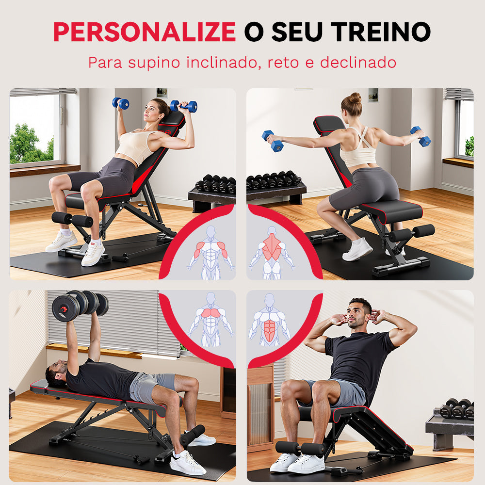 Banco de Musculação Dobrável C1, Múltiplos Ajustes