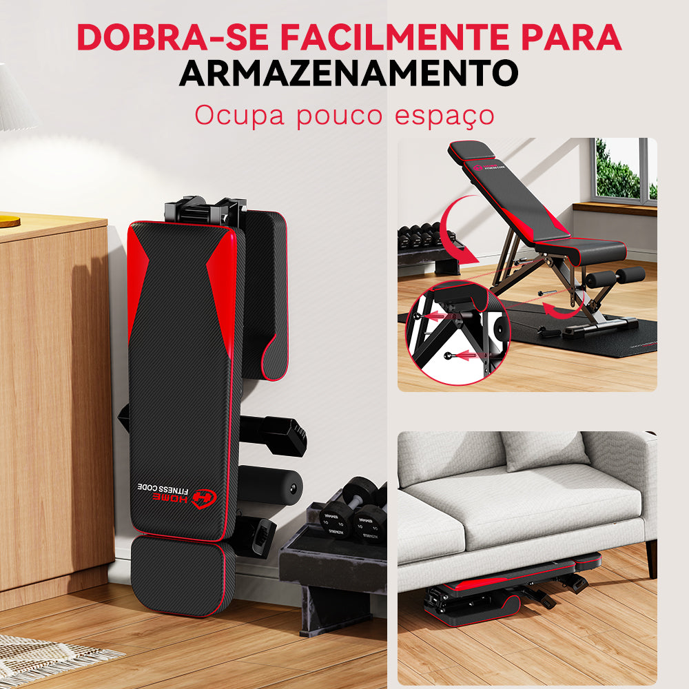 Banco de Musculação Dobrável C1, Múltiplos Ajustes
